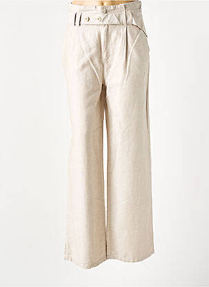 Pantalon droit tissage popeline taille normale beige SALSA femme