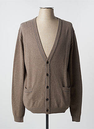 Gilet manches longues col v marron HUGO BOSS homme