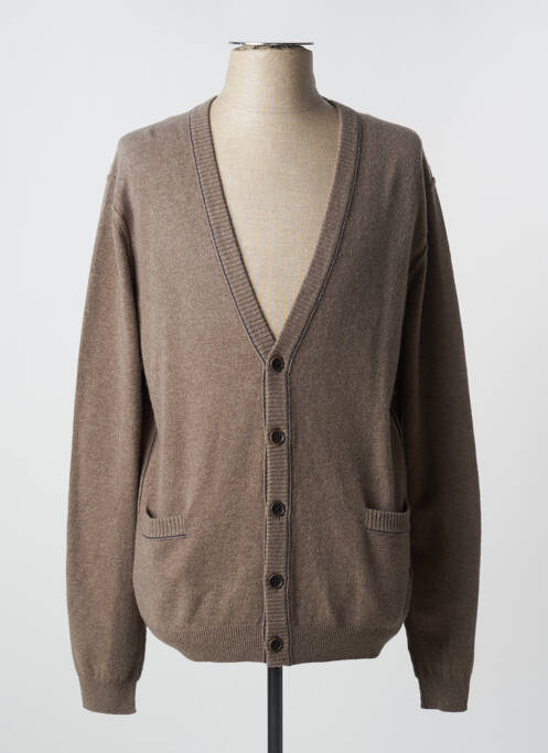 Gilet manches longues col v marron HUGO BOSS homme