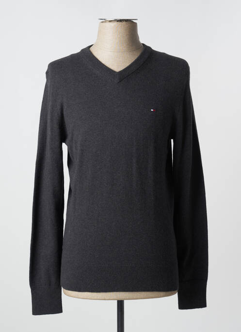 Pull col v manches longues gris TOMMY HILFIGER homme
