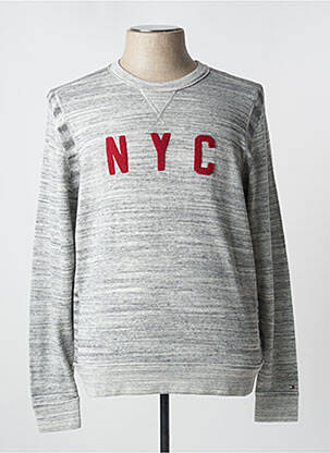 Pull tissage chiné manches longues gris TOMMY HILFIGER homme