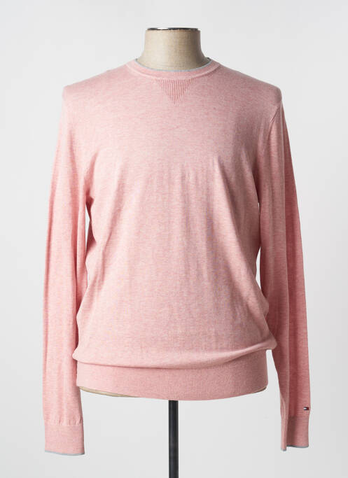 Pull tissage chiné manches longues rose TOMMY HILFIGER homme
