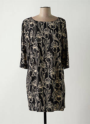 Robe mi-longue coupe fluide manches longues noir EDEN PARK femme