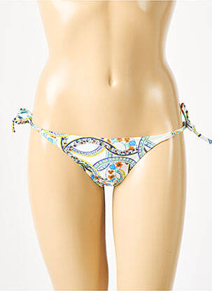 Bas de maillot de bain imprimé fantaisie bikini blanc GRAIN DE SABLE femme