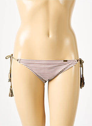 Bas de maillot de bain effet matière satinée bikini marron BANANA MOON femme