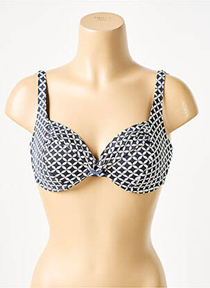 Haut de maillot de bain stretch haut soutien-gorge emboitant bleu GRAIN DE SABLE femme