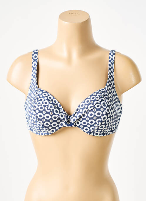 Haut de maillot de bain stretch haut soutien-gorge emboitant bleu GRAIN DE SABLE femme
