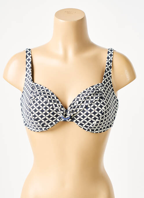 Haut de maillot de bain stretch haut soutien-gorge emboitant bleu GRAIN DE SABLE femme