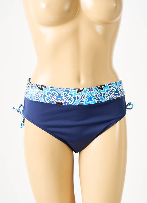 Bas de maillot de bain effet matière satinée culotte bleu GRAIN DE SABLE femme