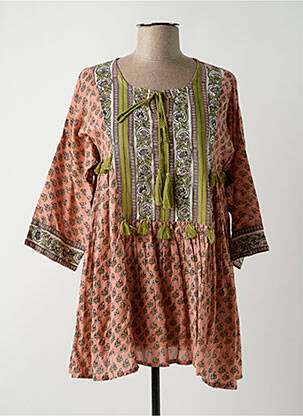 Blouse imprimé fantaisie manches 3/4 rose LARA-ETHNICS femme