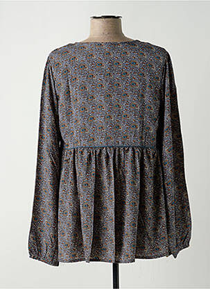 Blouse imprimé fantaisie manches longues bleu LARA-ETHNICS femme