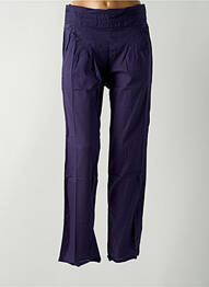Pantalon droit taille élastique bleu LARA-ETHNICS femme