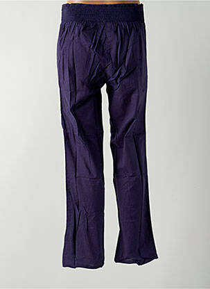 Pantalon droit taille élastique bleu LARA-ETHNICS femme