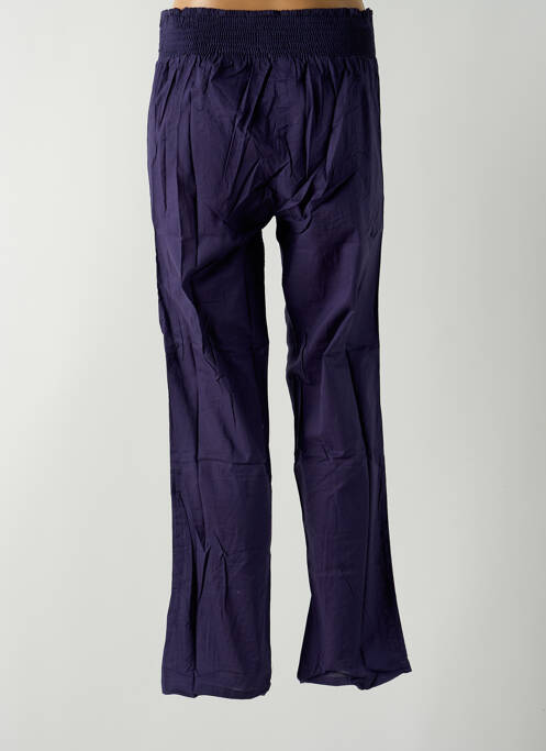 Pantalon droit bleu LARA-ETHNICS pour femme