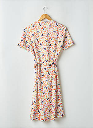 Robe mi-longue imprimé fleurs manches courtes blanc SANS MARQUE femme