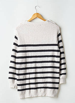 Pull col rond manches longues gris BLANCHEPORTE femme