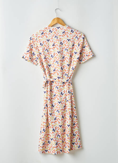 Robe mi-longue imprimé fleurs manches courtes blanc SANS MARQUE femme
