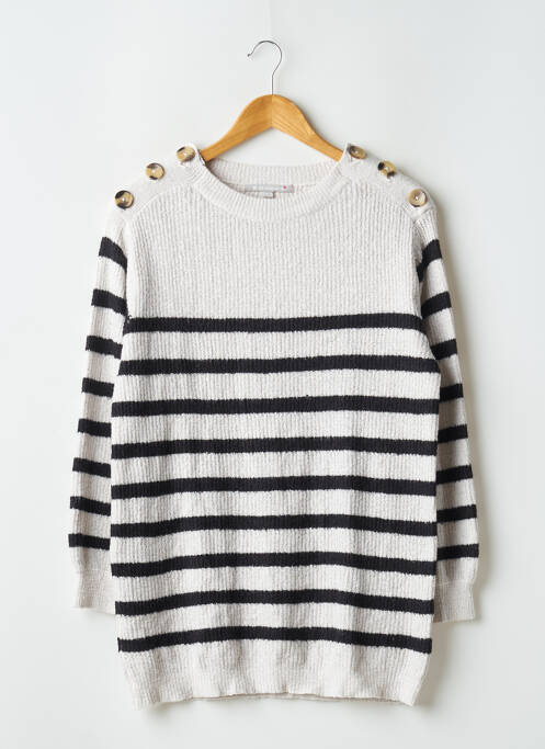 Pull col rond manches longues gris BLANCHEPORTE femme