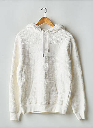 Sweat-shirt à capuche col v manches longues blanc DIOR femme