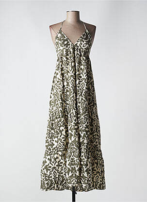 Robe longue imprimé fantaisie sans manche vert GOA femme