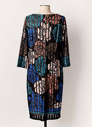 Robe mi-longue imprimé fleurs manches longues noir JOSEPH RIBKOFF femme