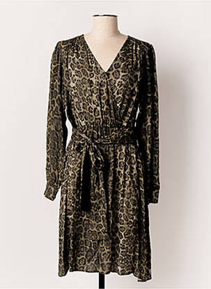 Robe mi-longue coupe fluide manches longues vert EVA KAYAN femme