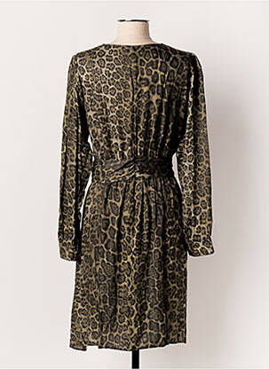Robe mi-longue coupe fluide manches longues vert EVA KAYAN femme