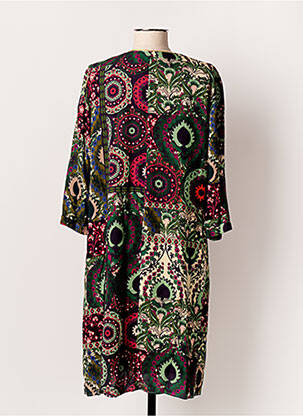 Robe mi-longue coupe fluide manches longues vert GRIFFON femme