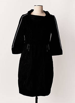 Robe mi-longue manches longues manches longues noir DOLCEZZA femme