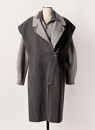 Manteau long coupe droite sans capuche gris CAROLINE BISS femme