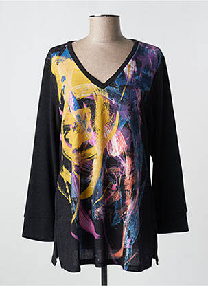 Pull coupe droite manches longues noir FRANCK ANNA femme