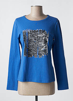 Top coupe cintrée manches longues bleu FRED SABATIER femme