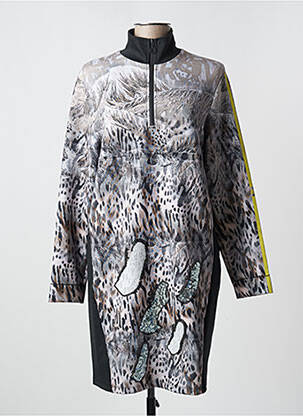 Robe mi-longue imprimé fantaisie manches longues gris SPORTALM femme