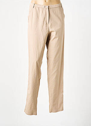 Pantalon droit fermeture zippée sous rabat boutonné beige MERI & ESCA femme