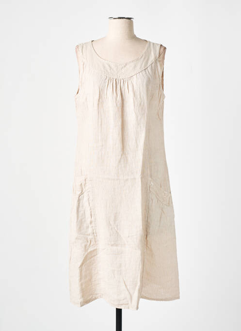 Robe mi-longue beige COULEURS DU TEMPS pour femme