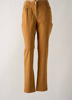 Pantalon droit fermeture zippée sous rabat boutonné beige GUY DUBOUIS femme