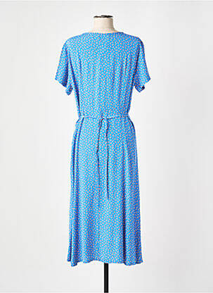 Robe mi-longue imprimé fleurs manches courtes bleu GRIFFON femme