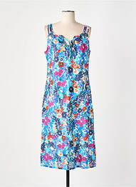 Robe mi-longue imprimé fleurs fines bretelles bleu AGATHE & LOUISE femme