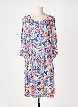 Robe mi-longue imprimé fleurs manches 3/4 bleu GRIFFON femme