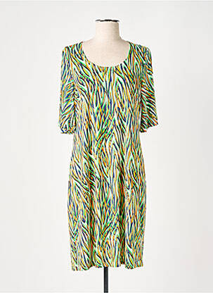 Robe mi-longue coupe fluide manches courtes vert BATIDA femme