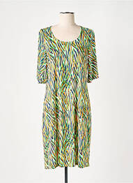 Robe mi-longue coupe fluide manches courtes vert BATIDA femme