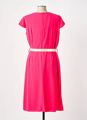 Robe mi-longue tissage crêpe manches courtes rose ESTEL COLLECTION femme