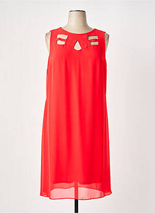 Robe mi-longue coupe fluide sans manche rouge FRED SABATIER femme