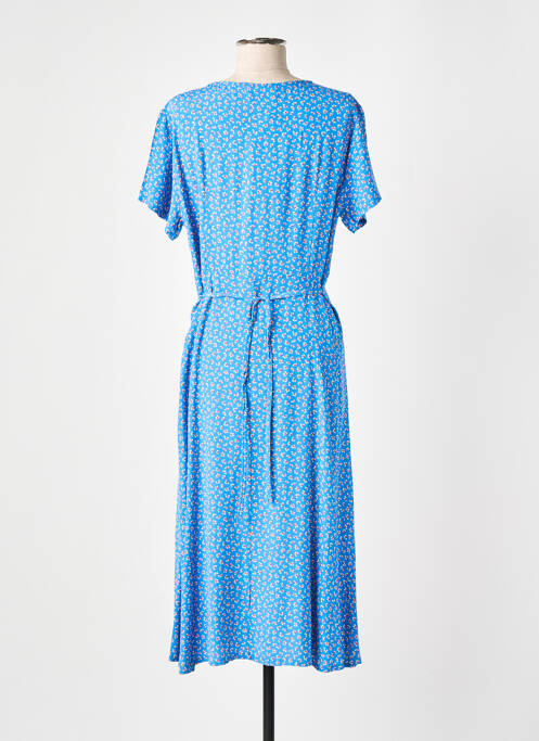 Robe mi-longue imprimé fleurs manches courtes bleu GRIFFON femme
