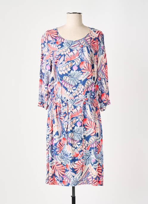 Robe mi-longue coupe fluide manches 3/4 bleu GRIFFON femme