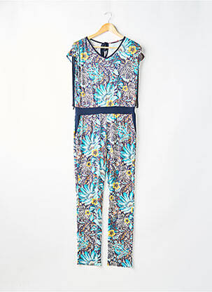Combi-pantalon coupe fluide manches courtes bleu GRIFFON femme