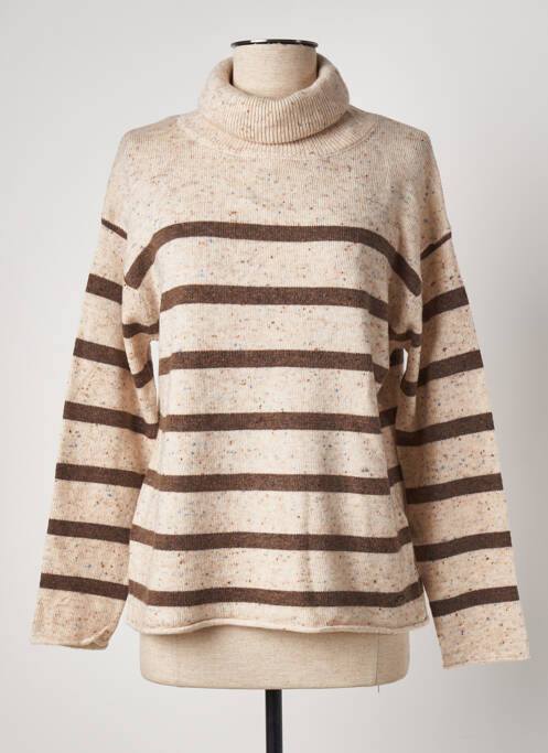 Pull col roulé beige FELINO pour femme