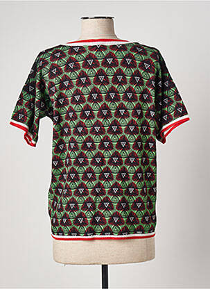 Pull col v manches courtes vert FELINO femme