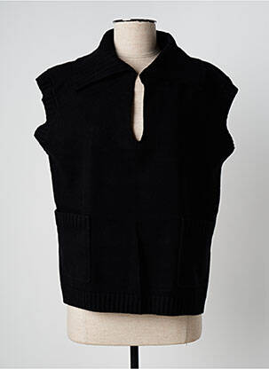 Pull col v manches courtes noir FELINO femme