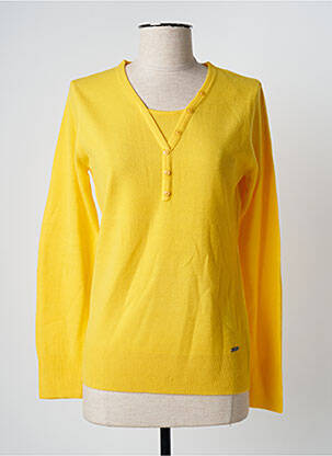 Pull coupe cintrée manches longues jaune FELINO femme